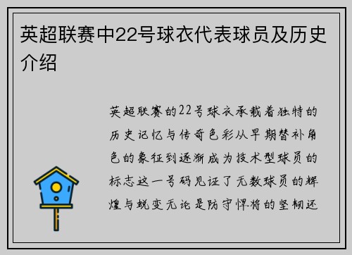 英超联赛中22号球衣代表球员及历史介绍